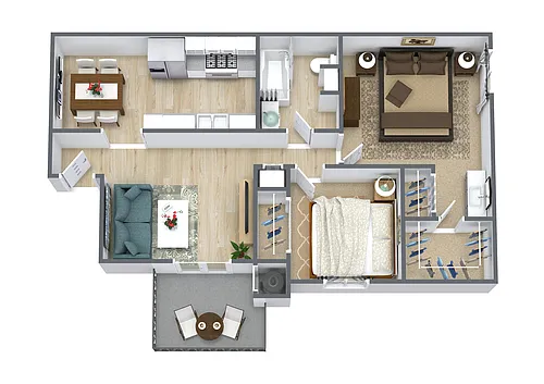 Floor plan 2 Bedroom 1.25 Bathroom