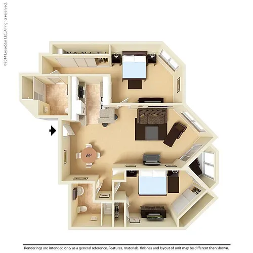 Floor plan Large 2 Bd 2 Bth City Slicker