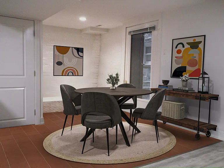 Large dinning area with banquette seat.