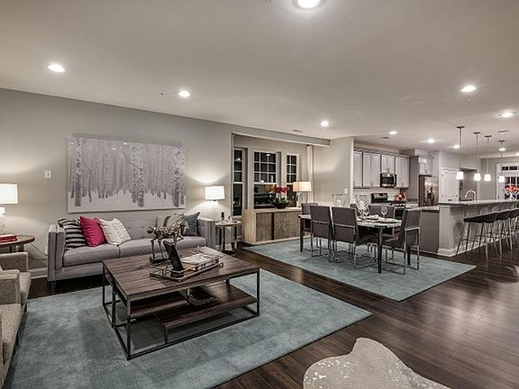 Living room , dining room, kitchen, family room.