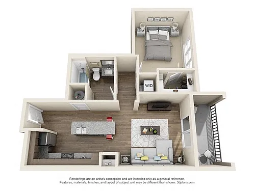 Floor plan 1 Bedroom 1 Bath A3