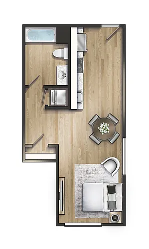 Floor plan Studio 1 Bathroom