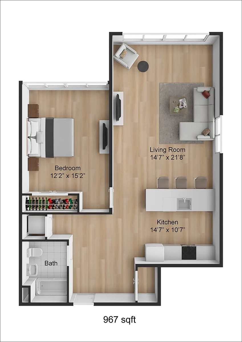Floor plan One Bedroom - 6 Line