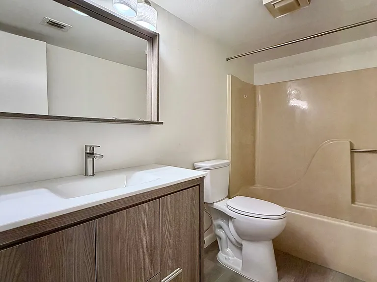 Guest Bathroom w/ updated vanity, plank flooring & comfort height toilet