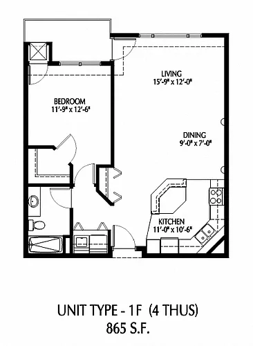 Floor plan One Bedroom - F