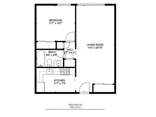 Floor plan Large One Bedroom