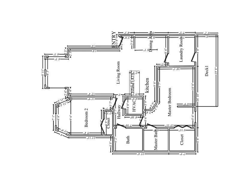 Floor plan shows spaciousness of apartment. Notice study area in master bedroom.