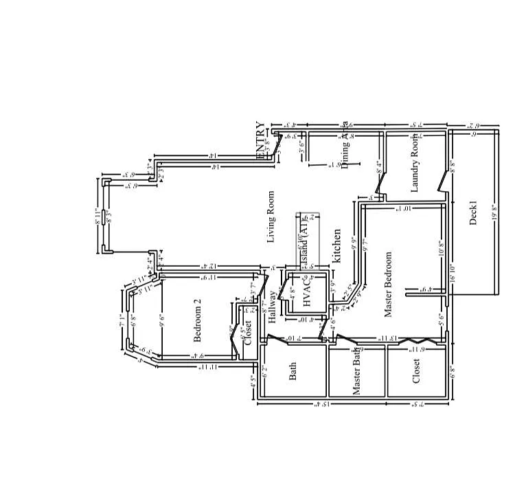 Floor plan shows spaciousness of apartment. Notice study area in master bedroom.