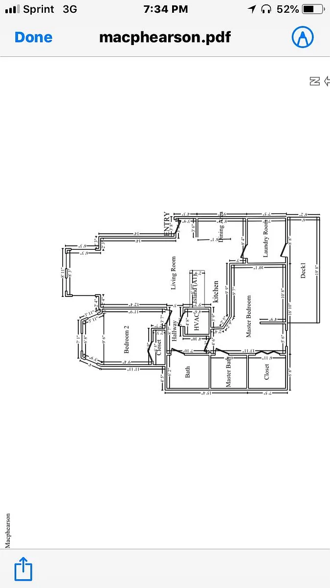 Floor plan shows spaciousness of apartment. Notice study area in master bedroom. - 5911 McPherson Ave #2E