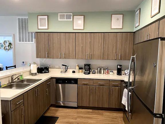 Cook a meal in our fully-equipped kitchen!Or grab a cup of coffee at our coffee station! Regular and decaf options are available.