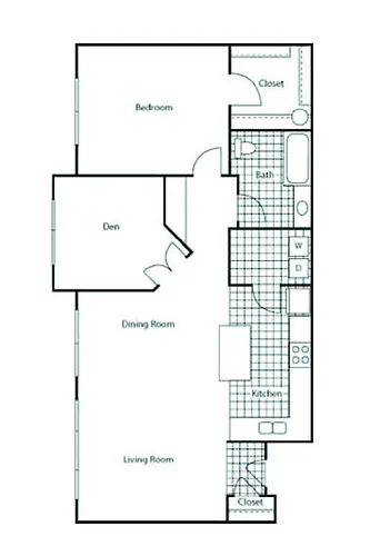 Floor plan 1 Bedroom Den A7 Renovated