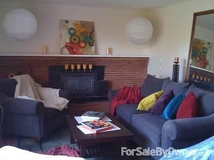 Large living room with woodburning stove : Cozy but big enough for the whole family