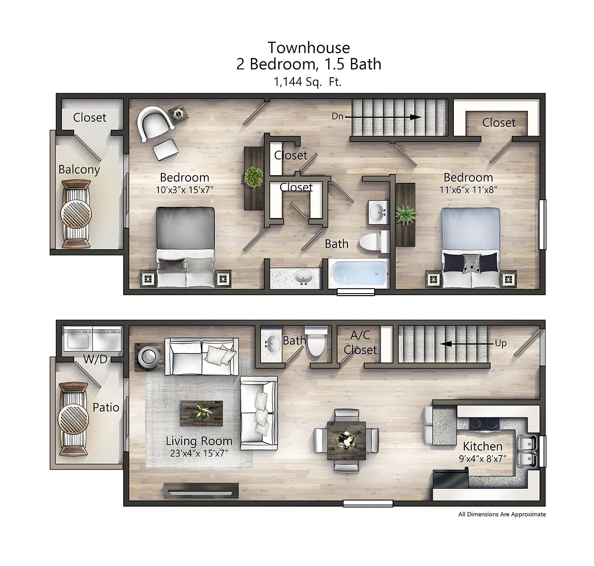 Floor plan 2 Bedroom 1.5 Bath
