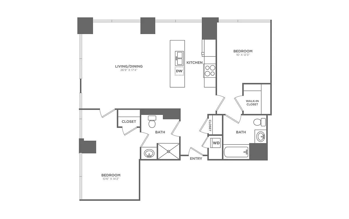 Floor plan 2 Bed/2 Bath-B7