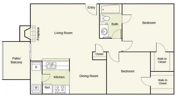 Floor plan 2 Bed 1 Bath