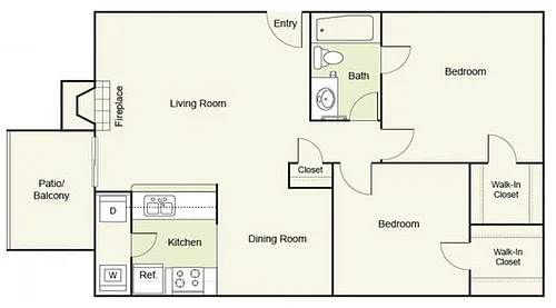 Floor plan 2 Bed 1 Bath