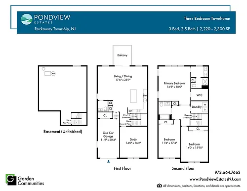 Floor plan $2.12/sq.ft. - Three Bedroom Townhome