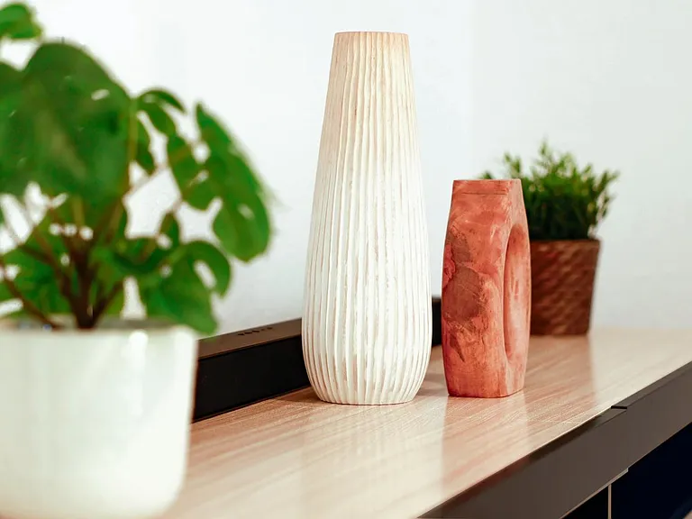 Modern decorative touches can be found throughout the home.