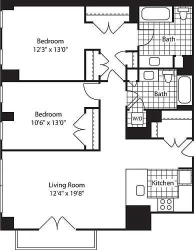 Floor plan 2 Bed (North)- 1175