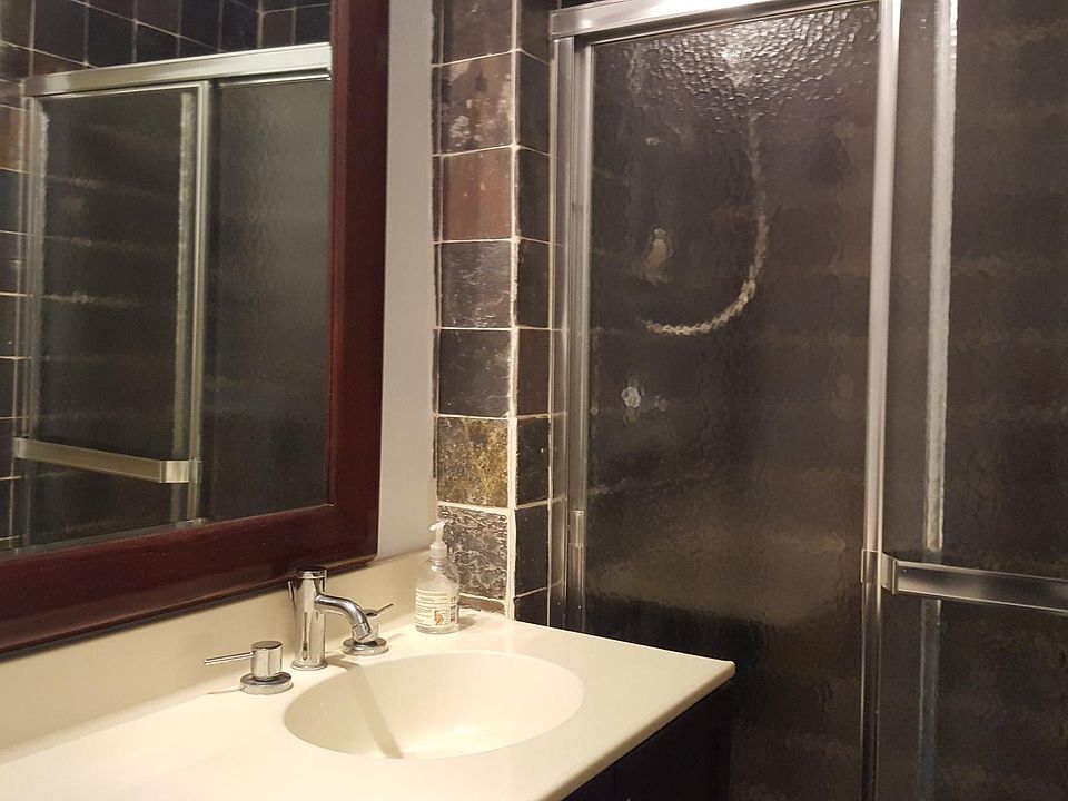 Master bathroom has shower