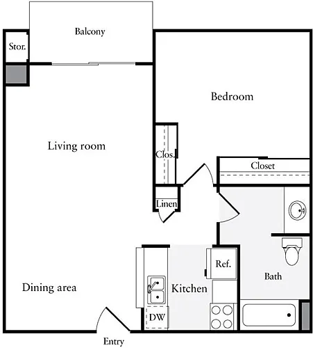 Floor plan 1 Bedroom A