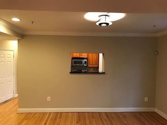 view displaying apartment door and glimpse of kitchen through pass through