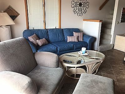 Living room with tiled floor