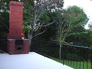 Deck and outdoor fireplace