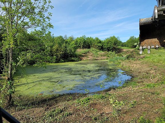The hill behind the pond bui