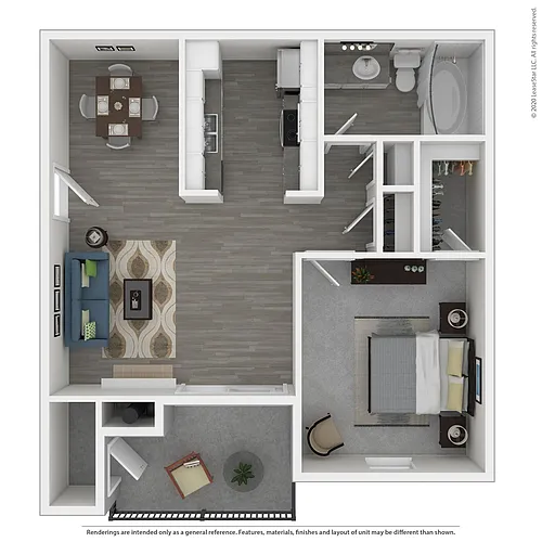 Floor plan Willow- 1x1 Medium