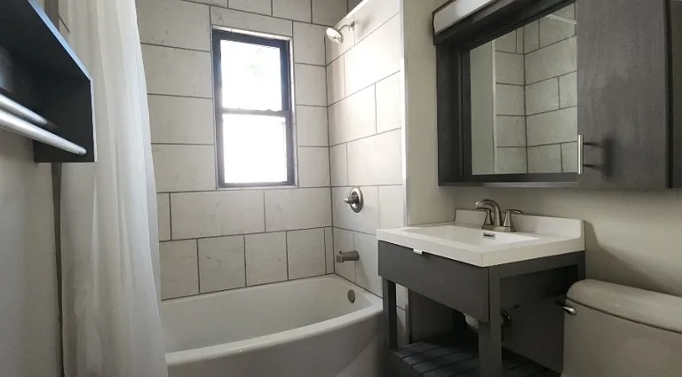 Fully renovated bathroom with custom cabinetry!