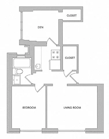Floor plan 1 Bedroom + Den