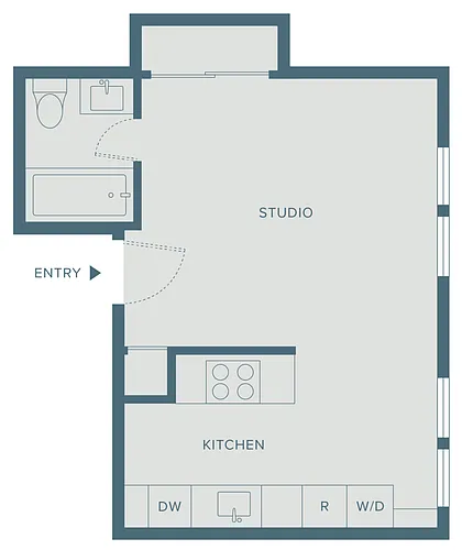 Floor plan Spacious studio with laundry