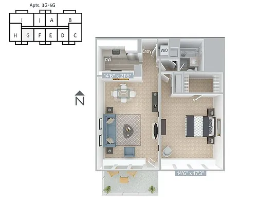 Floor plan A11-840SF-3G-6G-Classic