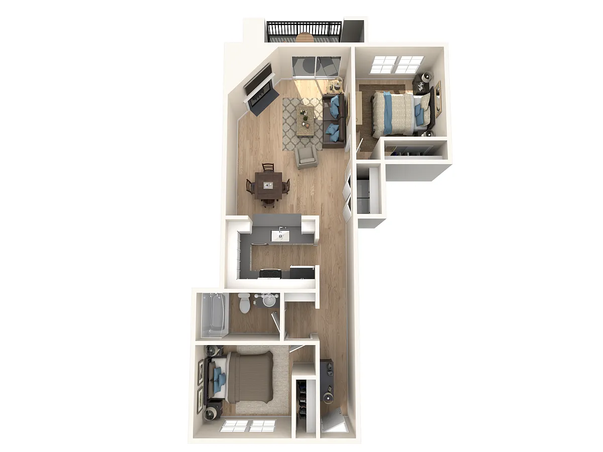 Floor plan Two Bedroom, One Bathroom