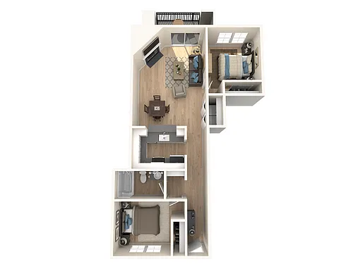 Floor plan Two Bedroom, One Bathroom