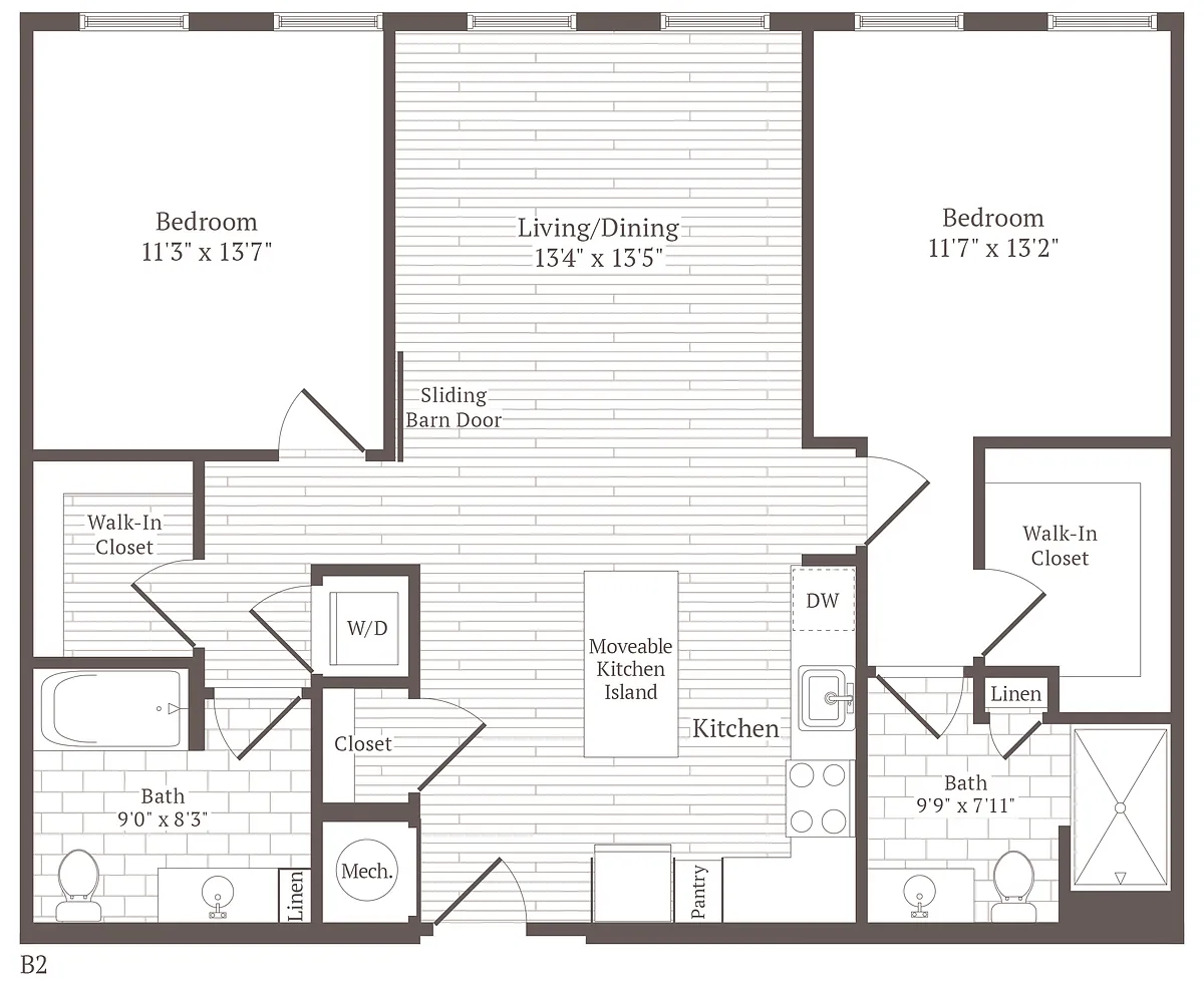 Floor plan 2 Bed 2 Bath