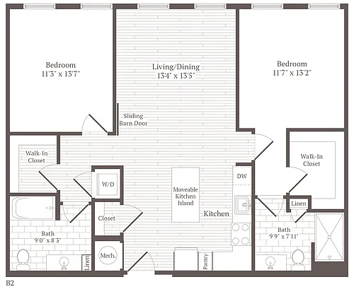 Floor plan 2 Bed 2 Bath