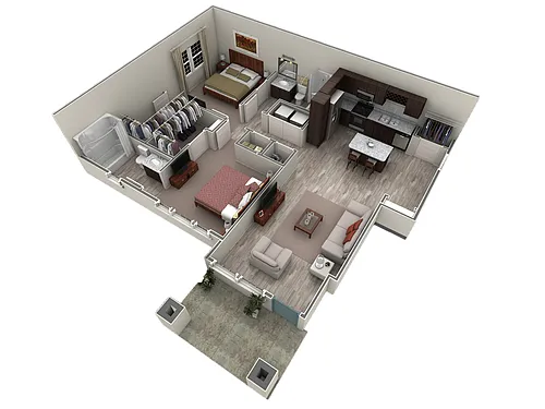 Floor plan 2 BR Designer Courtyard
