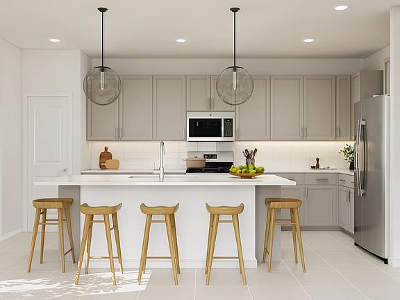 Kitchen with pendant lighting