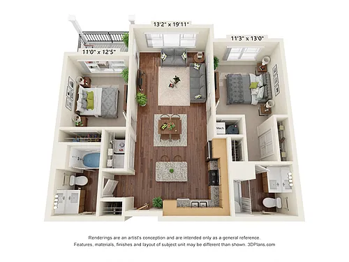 Floor plan Two Bedroom B1