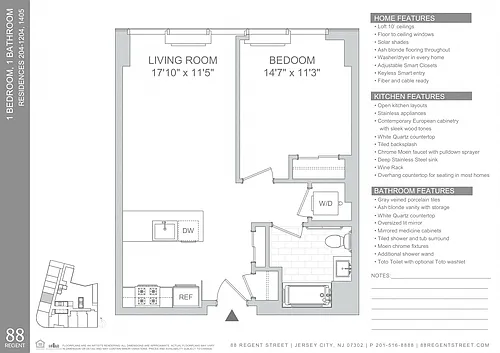 Floor plan 88 Regent-1Bed A6