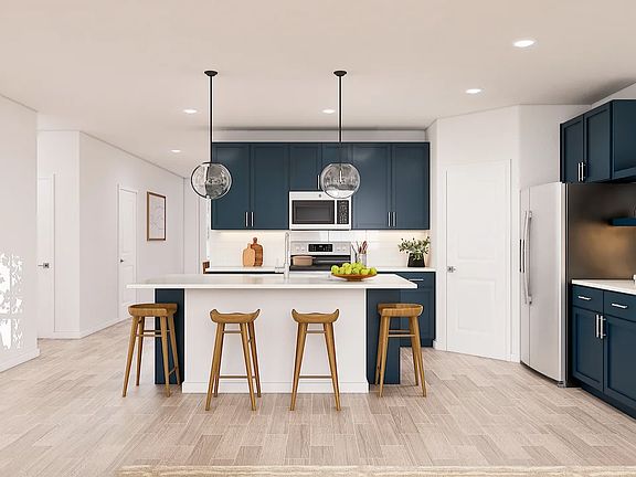 Kitchen with center island and pendant lighting