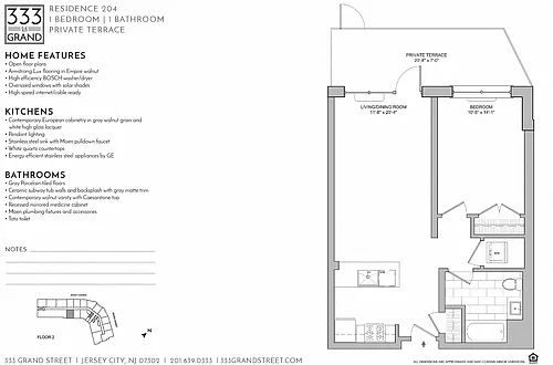 Floor plan 333 GRAND - 1 BEDROOM FLOOR PLAN AB