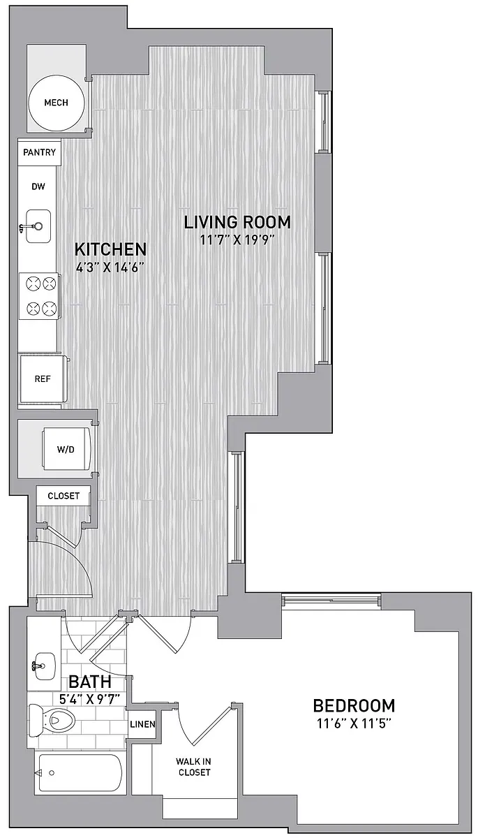 Floor plan 1 Bed1 Bath C