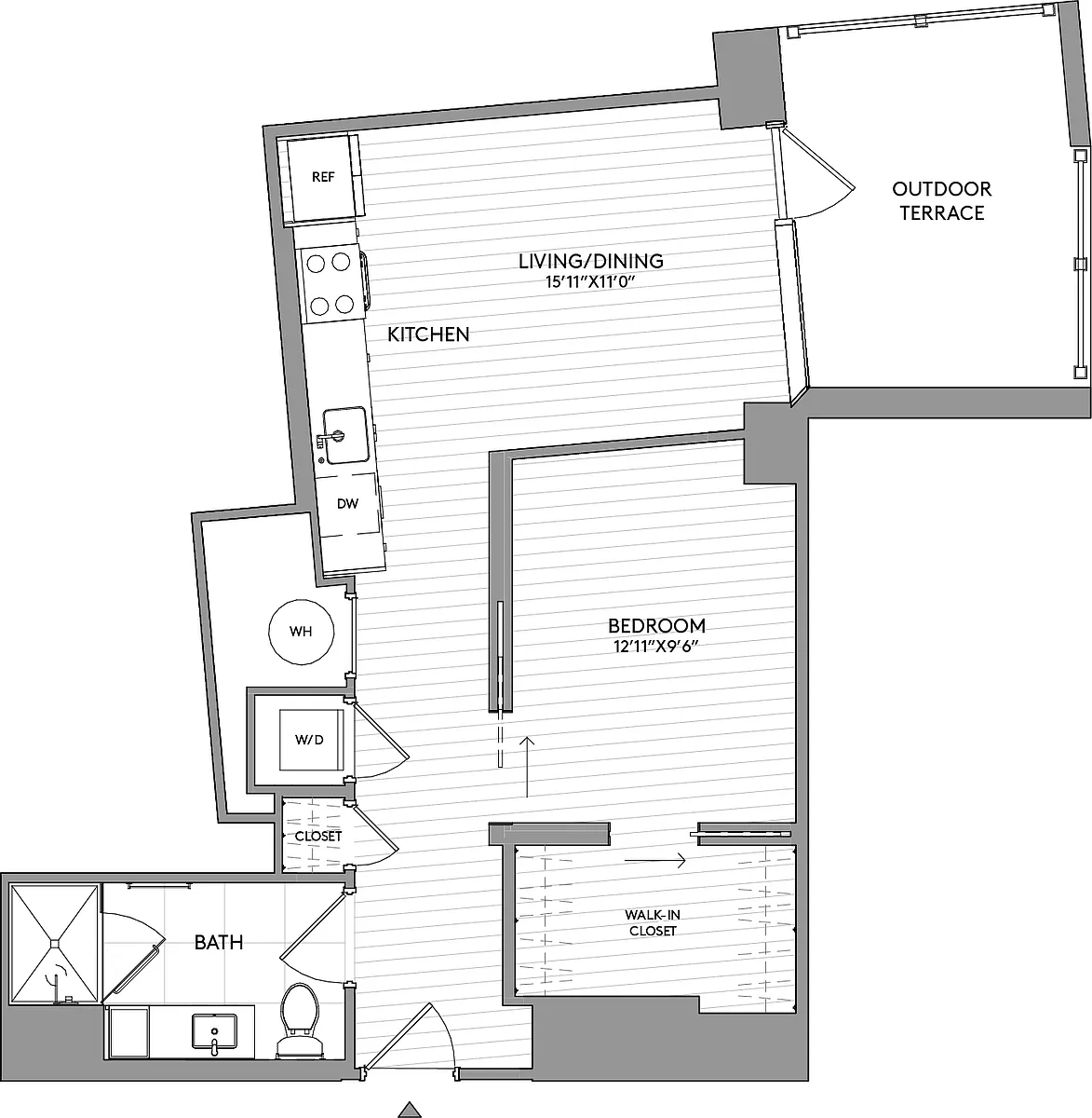Floor plan Jr-1-Bed-1-Bath-A10