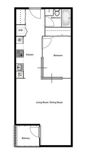 Floor plan 1 Bed 1 Bath K