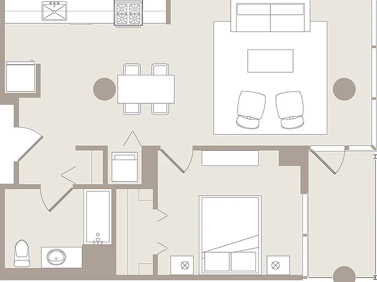 1 Bed/1 Bath - 752 sq ft
