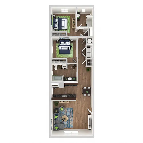 Floor plan 2 Bedroom, 2 Bath - 1297 sq ft