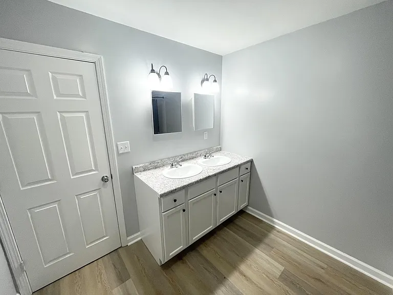 Second Story Communal Bathroom Double Sinks